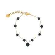 Gold-plated steel chain bracelet with lava beads